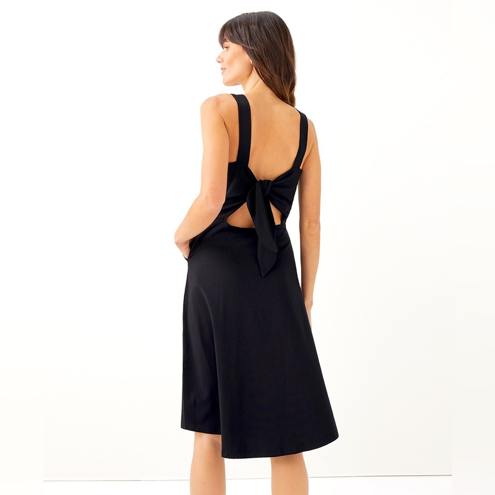 Pact Fit and Flare tie back dress NWT